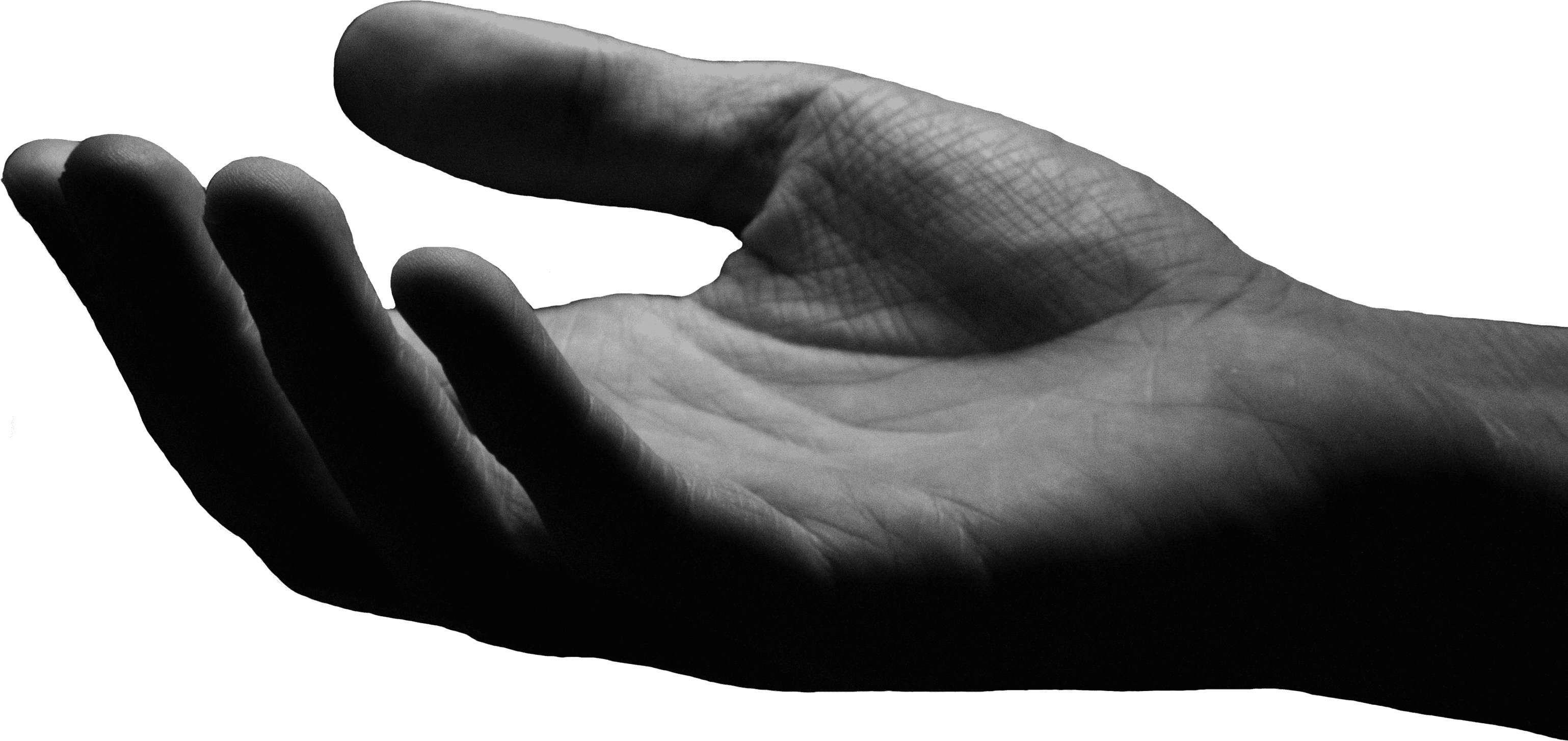 Realistic hand in black and white holding a minimalist image of our services
